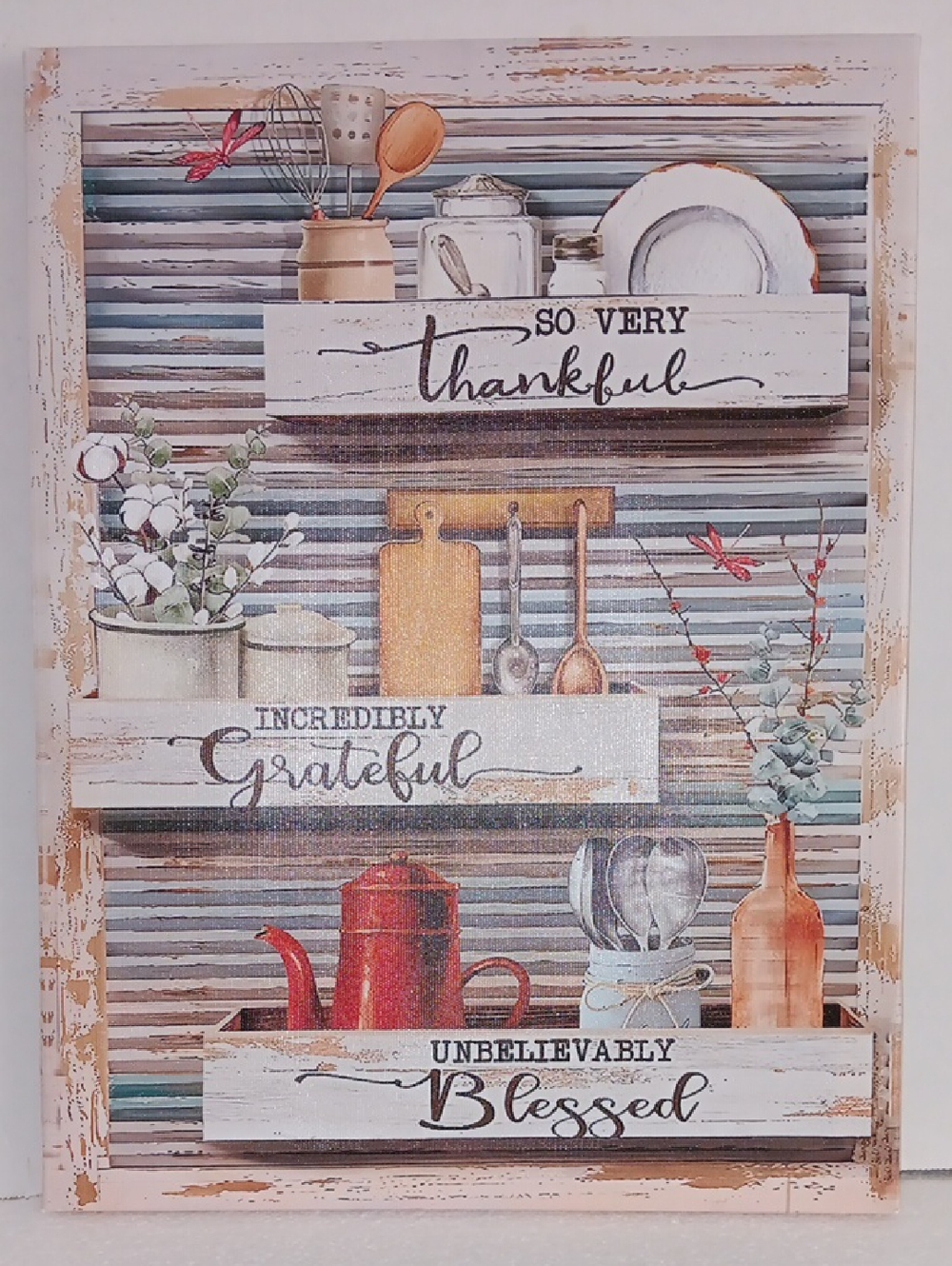RUSTIC  KITCHEN  WALL ART - "SO VERY THANKFUL"